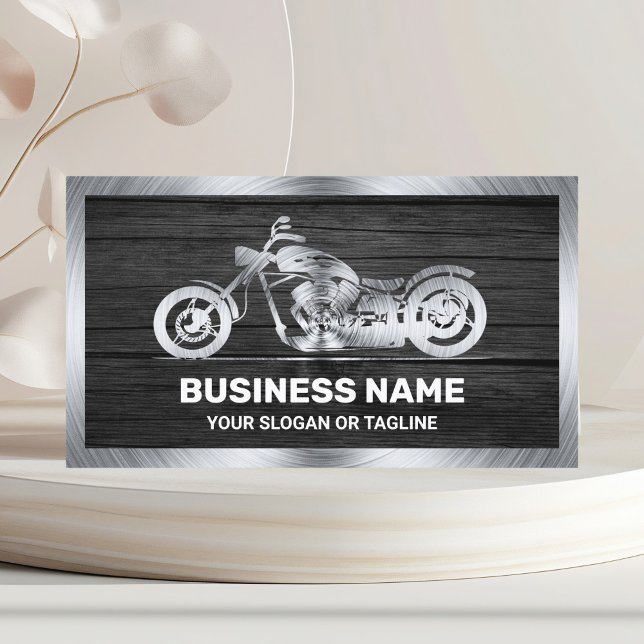 Tarjeta De Visita Motocicleta de acero de madera gris oscuro mecánic (Subido por el creador)