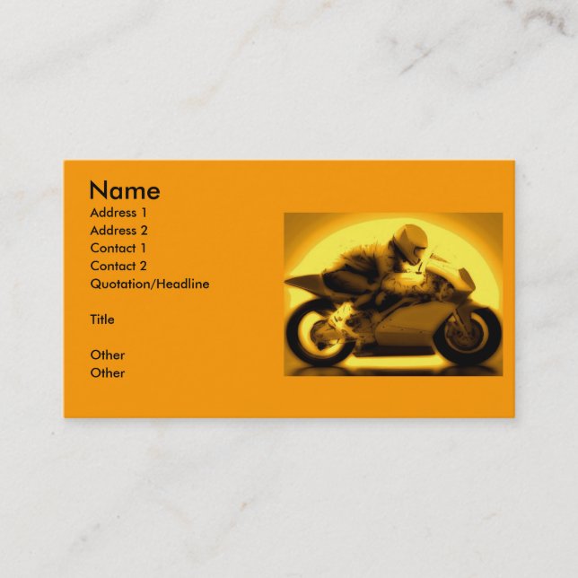Tarjeta De Visita Motocicleta de las Carreras (Anverso)