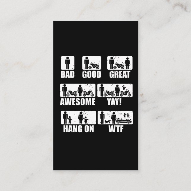 Tarjeta De Visita Motocicleta Pasión Parejas Casadas Humor Biker (Anverso)