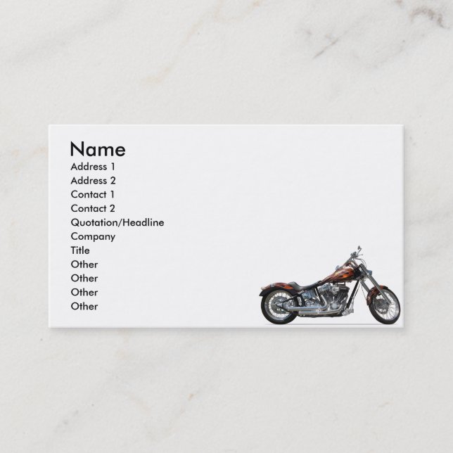 Tarjeta De Visita Motocicleta personalizado (Anverso)