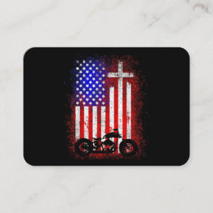 Tarjeta De Visita Motocicleta vintage Bandera de Estados Unidos Fe c