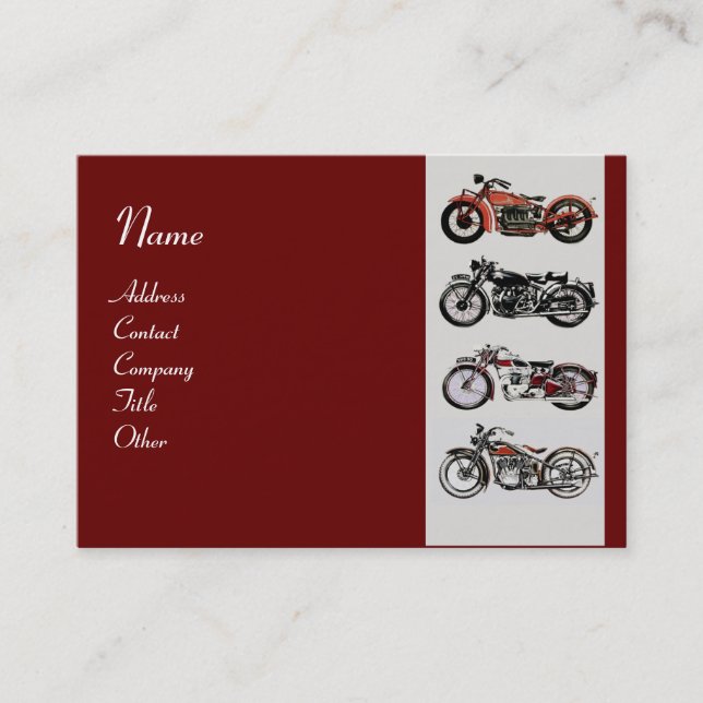 Tarjeta De Visita MOTOCICLETAS VINTAGE gris blanco rojo (Anverso)
