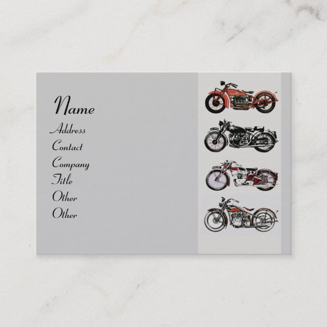 Tarjeta De Visita MOTOCICLETAS VINTAGE negro gris rojo (Anverso)