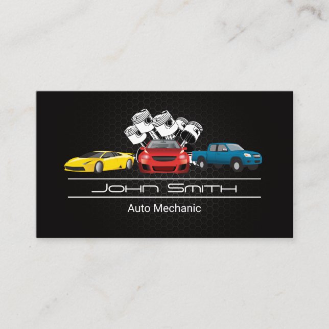 Tarjeta De Visita Motor de Piston Car | Automóviles (Anverso)