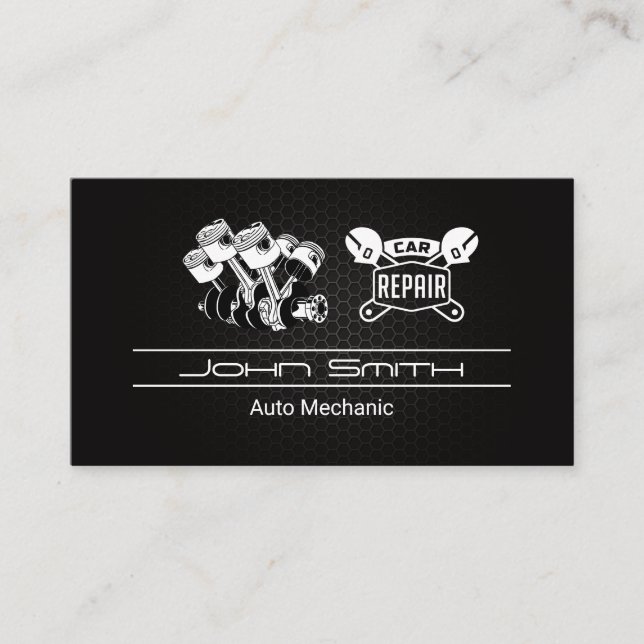 Tarjeta De Visita Motor de Piston Car | Reparación del coche | Wrenc (Anverso)