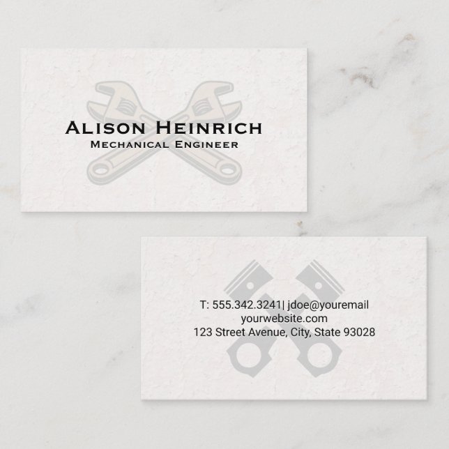 Tarjeta De Visita Motor de Piston Car | Wrenches (Anverso / Reverso)