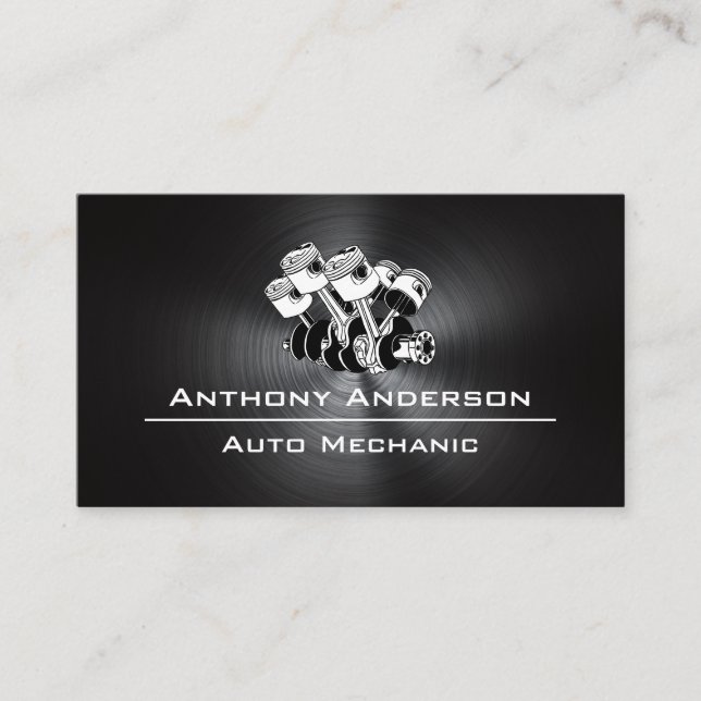 Tarjeta De Visita Motor del coche | Cepillado metálico (Anverso)