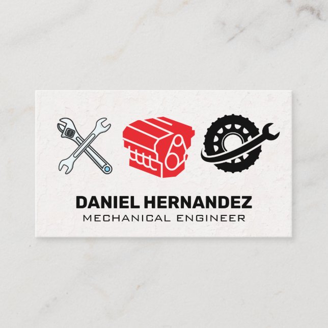 Tarjeta De Visita Motor | Wrenches | Servicios mecánicos automáticos (Anverso)