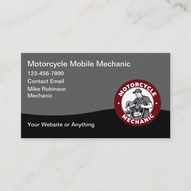 Tarjeta De Visita Motorcycle Mobile Mechanic Business Card (Anverso)
