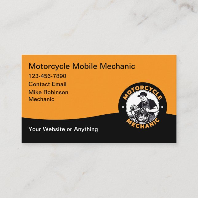 Tarjeta De Visita Motorcycle Mobile Mechanic Business Card (Anverso)