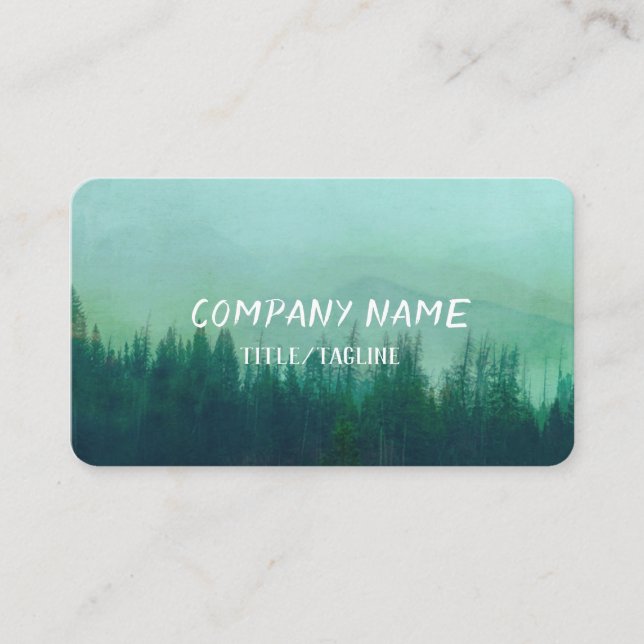 Tarjeta De Visita mountain pine forest nature art misty landscape   (Anverso)