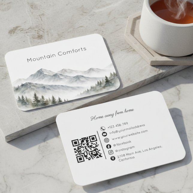 Tarjeta De Visita Mountain Rental Tour Guide QR Code Business Card (Subido por el creador)