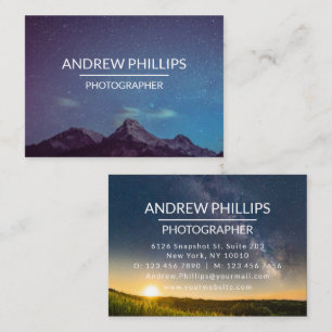 Tarjeta De Visita Mountain Starry Silhouette Sunrise Personalizado B