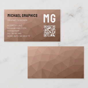 Tarjeta De Visita Mousse de Mocha Marrón malla geométrica código QR 