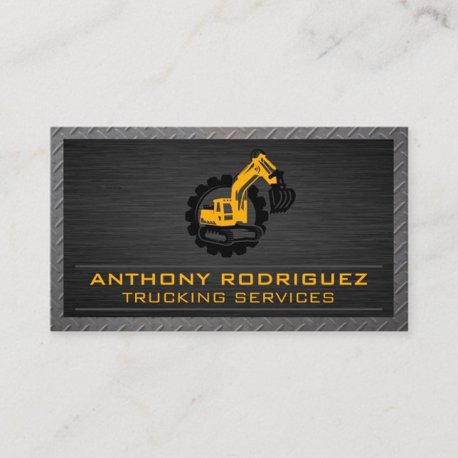 Tarjeta De Visita Mover de la Tierra | Logotipo de construcción (Anverso)
