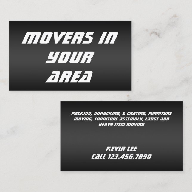 Tarjeta De Visita Movers Transportation (Anverso / Reverso)