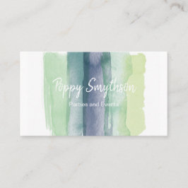 Tarjeta De Visita Movimientos del cepillo de la acuarela del verde y