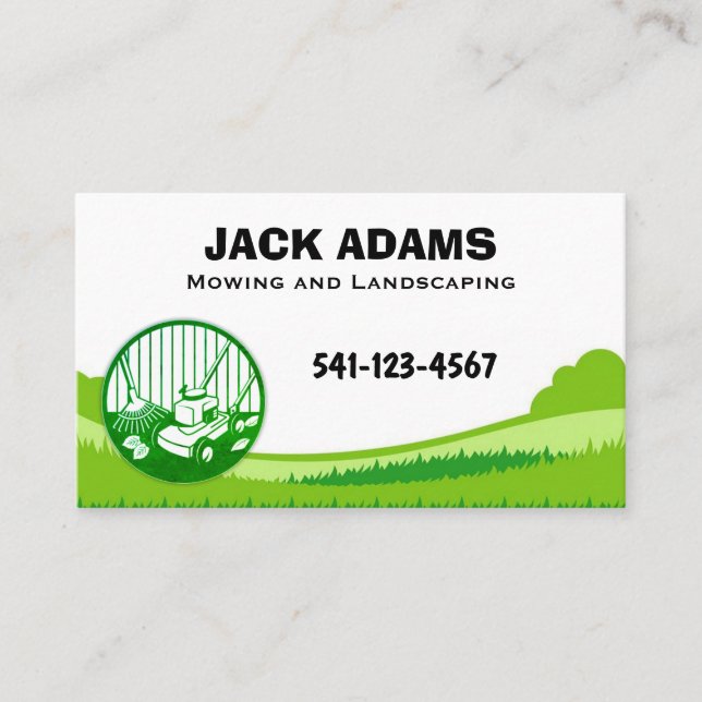 Tarjeta De Visita Mowing and Landscaping Business Card (Anverso)