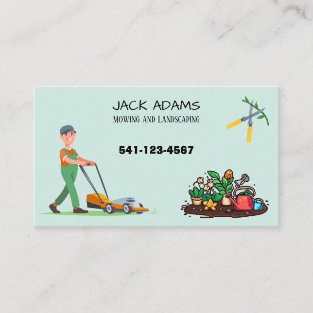 Tarjeta De Visita Mowing and Landscaping Business Card (Anverso)