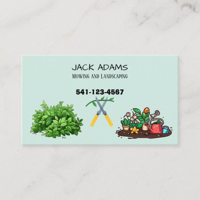Tarjeta De Visita Mowing and Landscaping Business Card (Anverso)