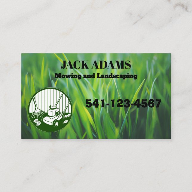 Tarjeta De Visita Mowing and Landscaping Business Card (Anverso)