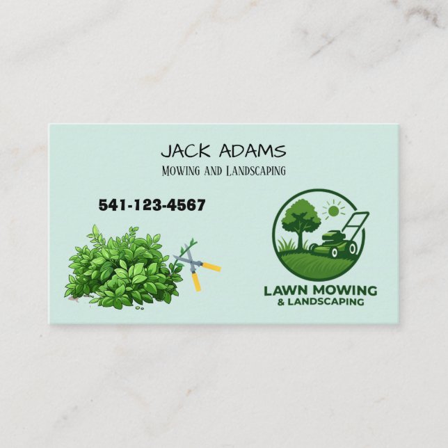 Tarjeta De Visita Mowing and Landscaping Business Card (Anverso)