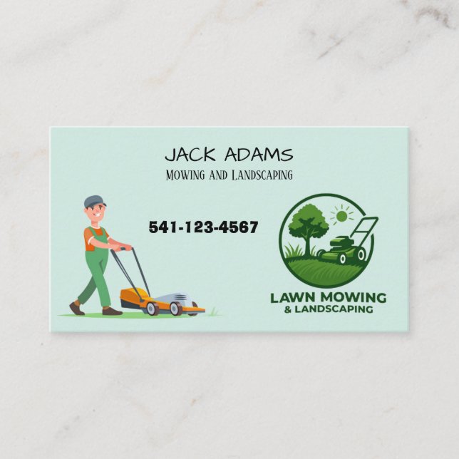 Tarjeta De Visita Mowing and Landscaping Business Card (Anverso)