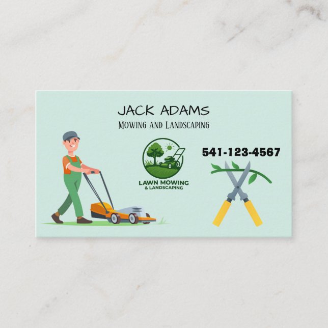 Tarjeta De Visita Mowing and Landscaping Business Card (Anverso)