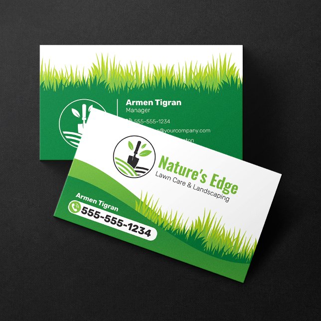 Tarjeta De Visita Mowing Green Landscaping Lawn Care Gardener (Subido por el creador)
