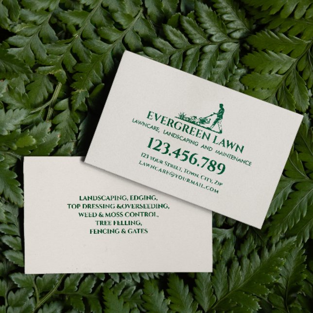 Tarjeta De Visita Mowing Lawn Care Grass Landscaping Services Green (Subido por el creador)