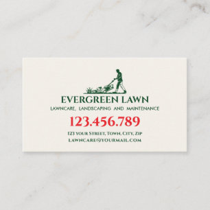 Tarjeta De Visita Mowing Lawn Care Grass Landscaping Services Green