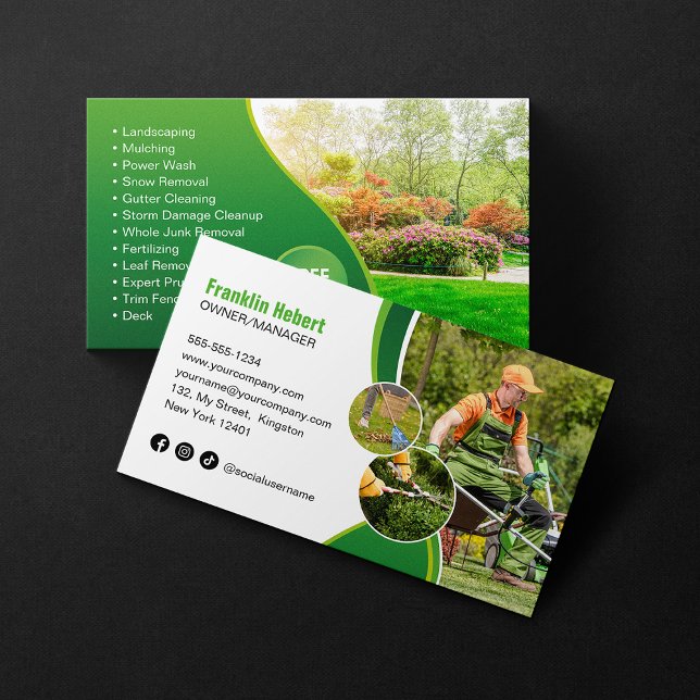 Tarjeta De Visita Mowing Profesional Green Lawn Care Landscaping (Subido por el creador)
