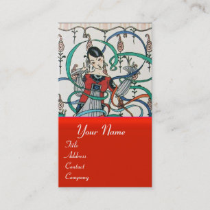 Tarjeta De Visita MUCHACHA CON LAZO COLORIDO GIRa Y CUPIDO