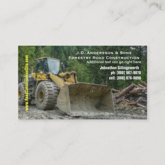 Tarjeta De Visita Mudanza pesada de la tierra de la construcción de (Anverso)