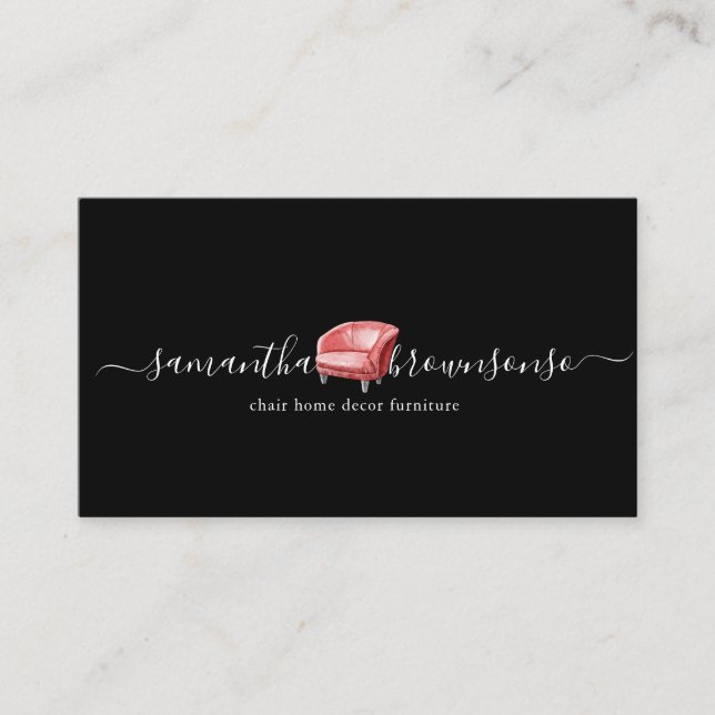 Tarjeta De Visita Mueble Sofá Silla Rojo Negro (Anverso)