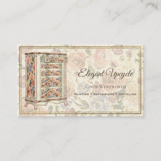 Tarjeta De Visita Muebles Pintados Provocar Revestimiento Floral (Anverso)