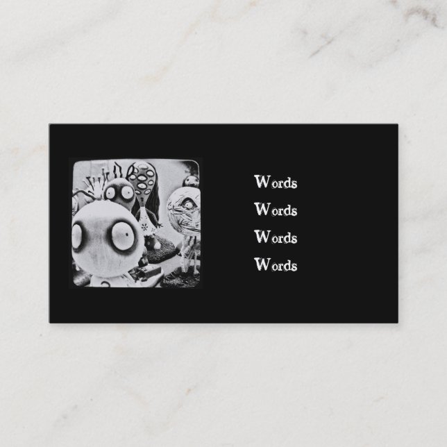 Tarjeta de visita muerta viva de juguetes (Anverso)