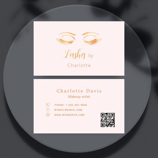 Tarjeta De Visita Muestra el código QR rosa del artista de maquillaj (Subido por el creador)