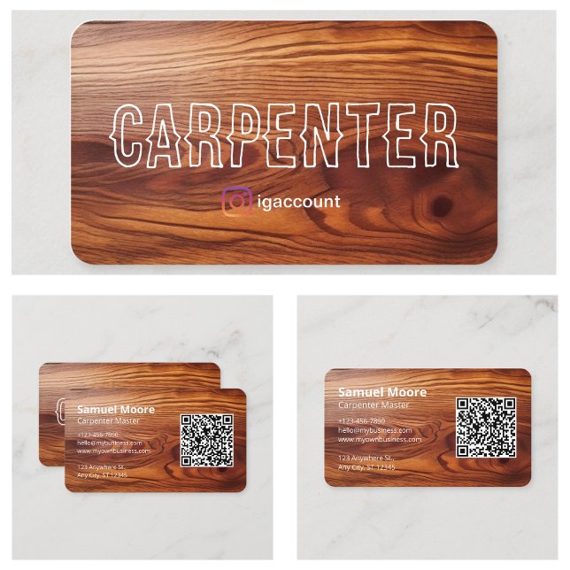 Tarjeta De Visita Muestra única de carpintero (Unique Carpenter Sample Business Card
)