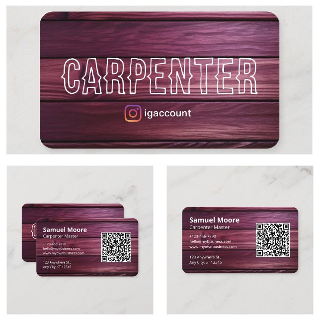Tarjeta De Visita Muestra Única de Carpintero Visitando Rústico (Unique Carpenter Sample Visiting Rustic Business Card)