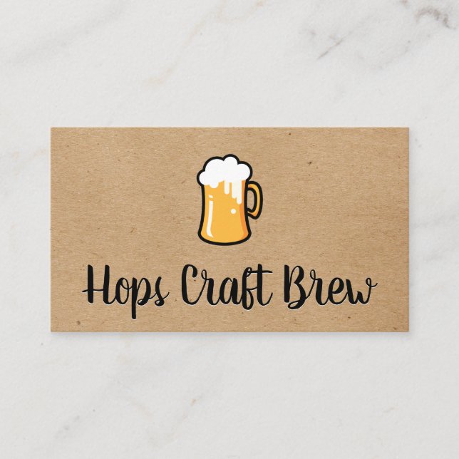 Tarjeta De Visita Mug de Cerveza Frothy | Fondo Marrón Natural (Anverso)
