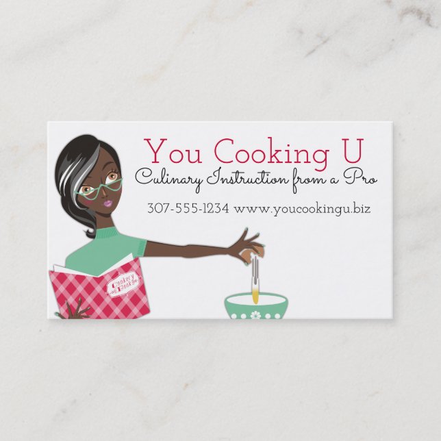Tarjeta De Visita Mujer afroamericana que cocina el huevo que se (Anverso)