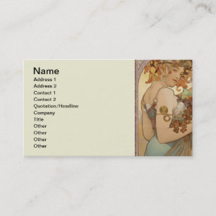 Tarjeta De Visita Mujer Art Nouveau Mucha Hermosa