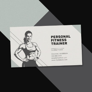Tarjeta De Visita Mujer atlética silueta - Entrenadora de fitness