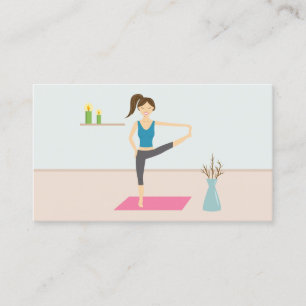 Tarjeta De Visita Mujer atractiva practicando yoga en una habitación