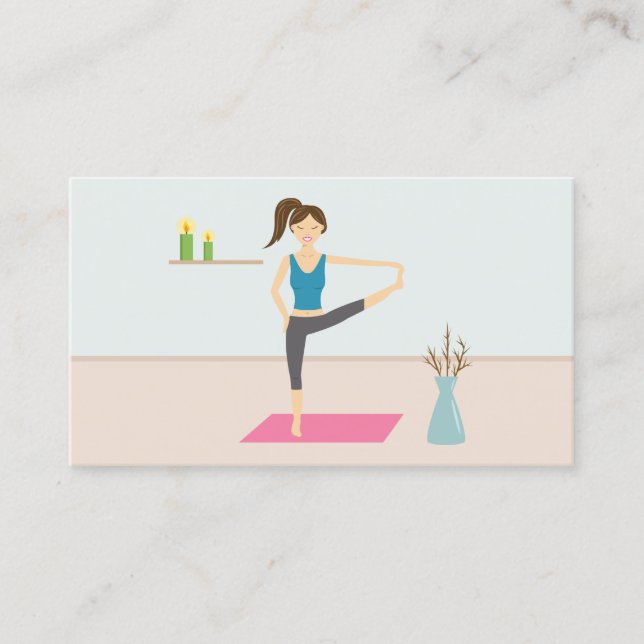 Tarjeta De Visita Mujer bonito Practicando Yoga En Una Sala Elegante (Anverso)