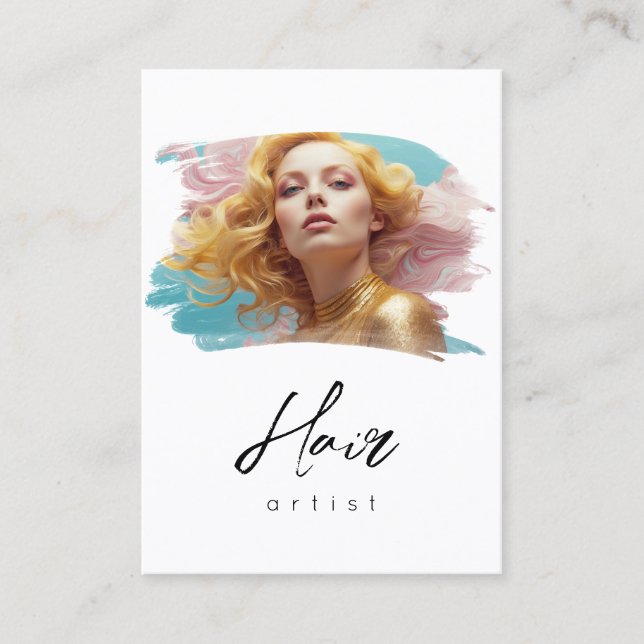 Tarjeta De Visita *~* Mujer Cabello Lujoso QR Mujeres Girly Glam (Anverso)