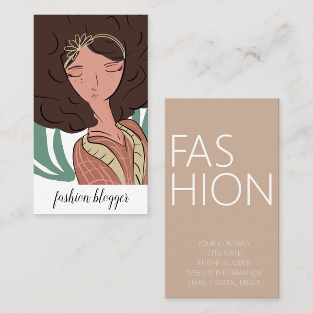Tarjeta De Visita Mujer Chic Amante de las Plantas Bloguera (Anverso / Reverso)