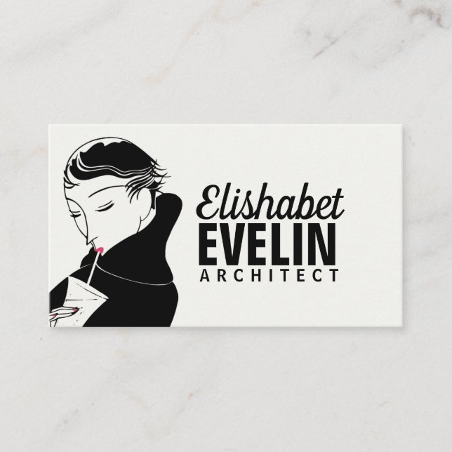 Tarjeta De Visita Mujer Cocktail Art Deco g97659 (Anverso)