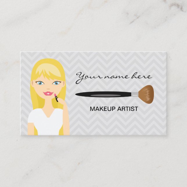 Tarjeta De Visita Mujer Con Artista De Maquillaje De Largo Pelo (Anverso)